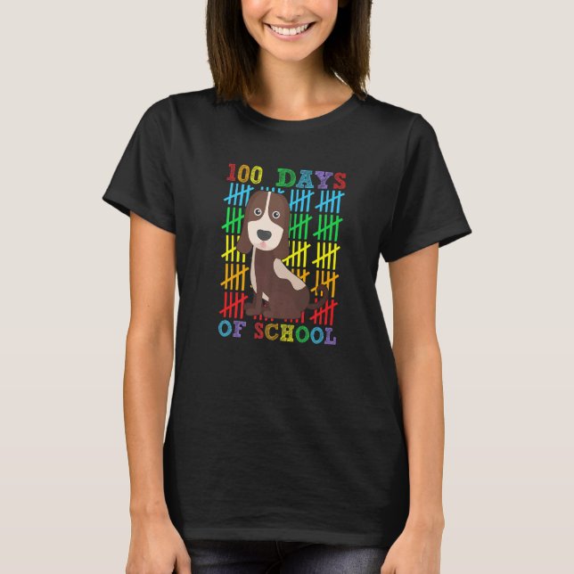 100 Days of School Dachshund Dog Lover Cool 100th  T-Shirt (Front)