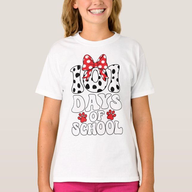 100 Days Of School Dalmatian Dog 100 Days Smarter T-Shirt (Front)