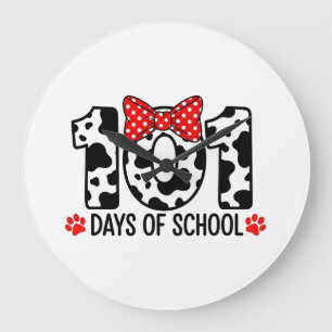 100 Days of School Dalmatian Dog Boy Kid 100th Day Large Clock