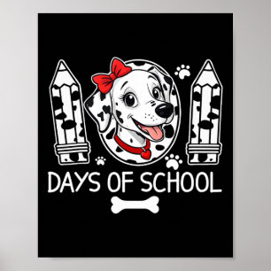 100 Days Of School Dalmatian Dog Boy Kid 100th Day Poster
