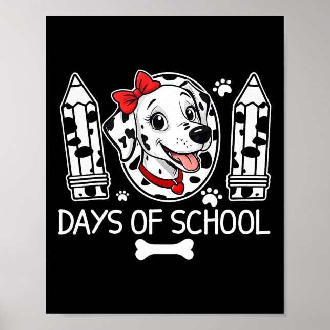 100 Days Of School Dalmatian Dog Boy Kid 100th Day Poster (Front)