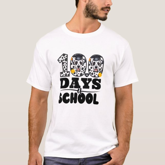 100 Days Of School Dalmatian Dog Teacher 100th Day T-Shirt (Front)