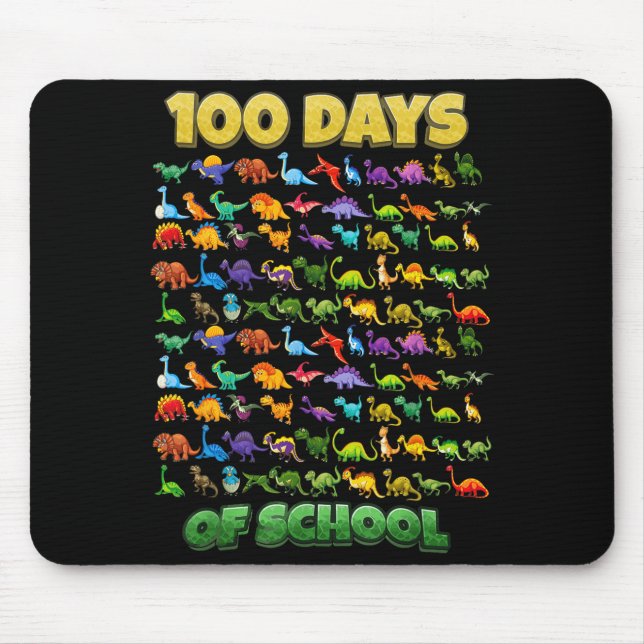 100 Days Of School Dinosaur 100 Days Smarter  Mouse Pad (Front)