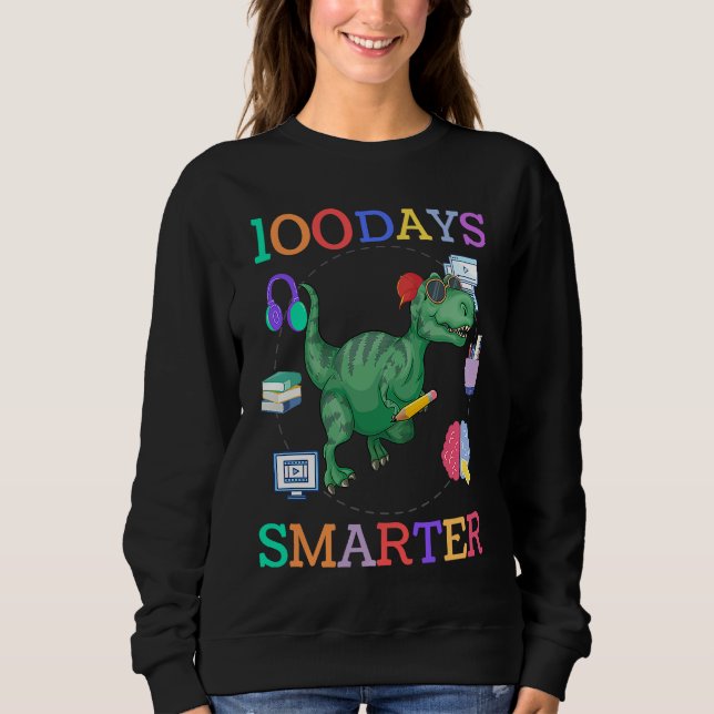 100 days of school dinosaur boys kids 100th day ki sweatshirt (Front)