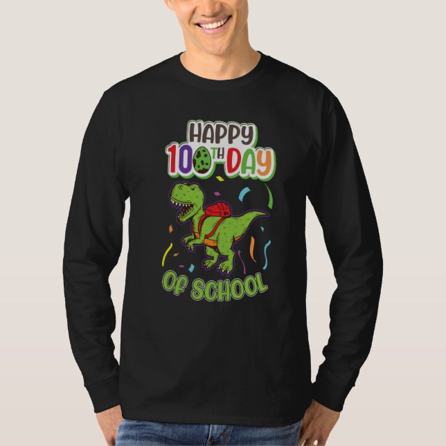 100 Days of School Dinosaur Elementary School Stud T-Shirt (Front)