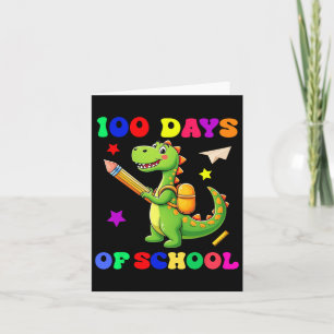100 Days Of School Dinosaur Kindergarten Fun Desig Card