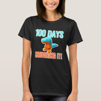 100 days of school dinosaur kindergarten pre k cut T-Shirt