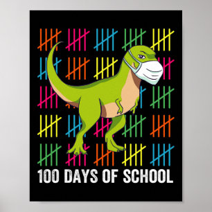 100 Days of School Dinosaur Mask Fun Teacher Boys  Poster