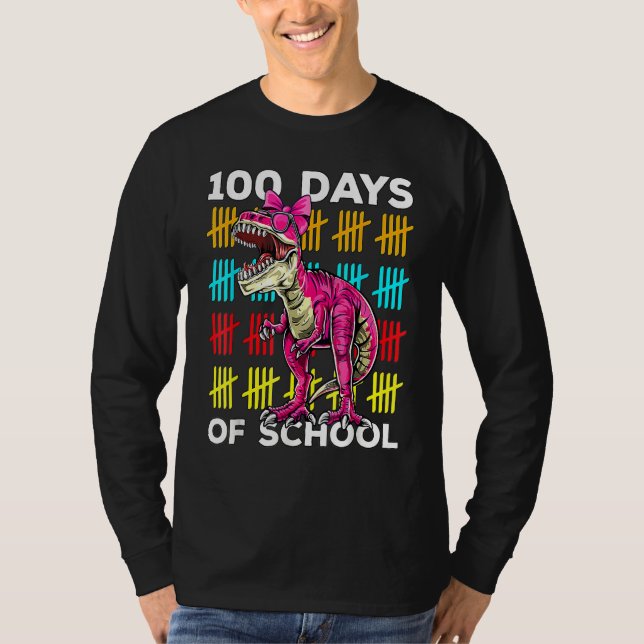 100 Days Of School Dinosaur Rex Dino Kids Boys 100 T-Shirt (Front)