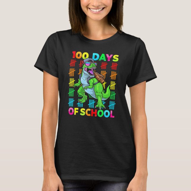 100 Days Of School Dinosaur Rex Dino Kids Boys 100 T-Shirt (Front)