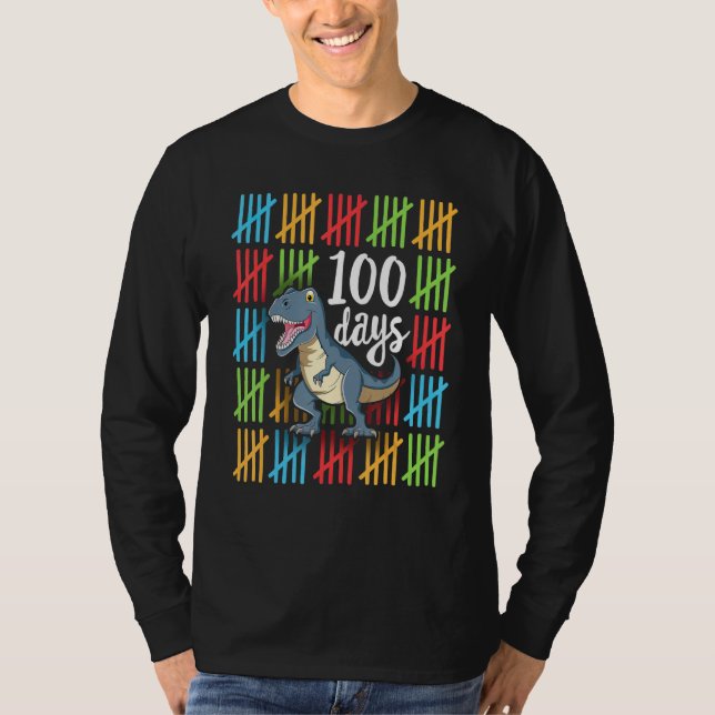 100 Days of School Dinosaur T-Rex Dino Kids Boys 1 T-Shirt (Front)