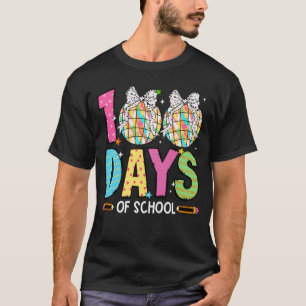 100 Days of School Disco Ball Coquette Bow Girl Ki T-Shirt