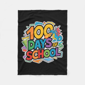 100 Days Of School Dragon Theme Kids Teacher Outfi Fleece Blanket
