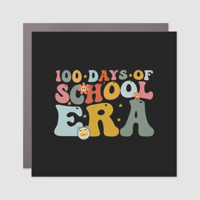  100 Days Of School Era Groovy Teacher Kids Car Magnet (Front)
