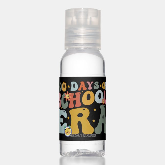  100 Days Of School Era Groovy Teacher Kids Hand Sanitizer (Front)