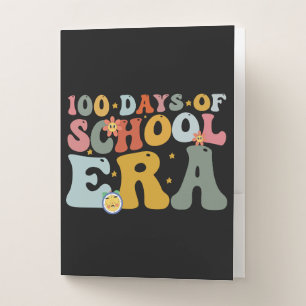  100 Days Of School Era Groovy Teacher Kids Pocket Folder