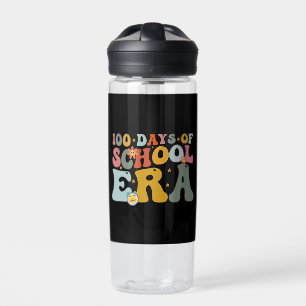  100 Days Of School Era Groovy Teacher Kids Water Bottle