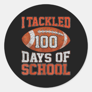 100 Days Of School Football 100th Day For Boys Kid Classic Round Sticker