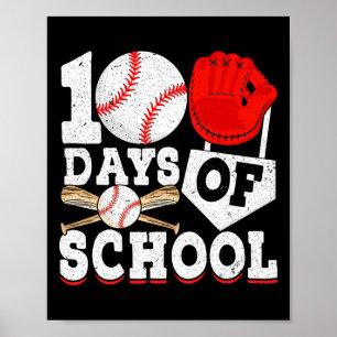 100 Days Of School For Boys Kids Baseball 100th Da Poster