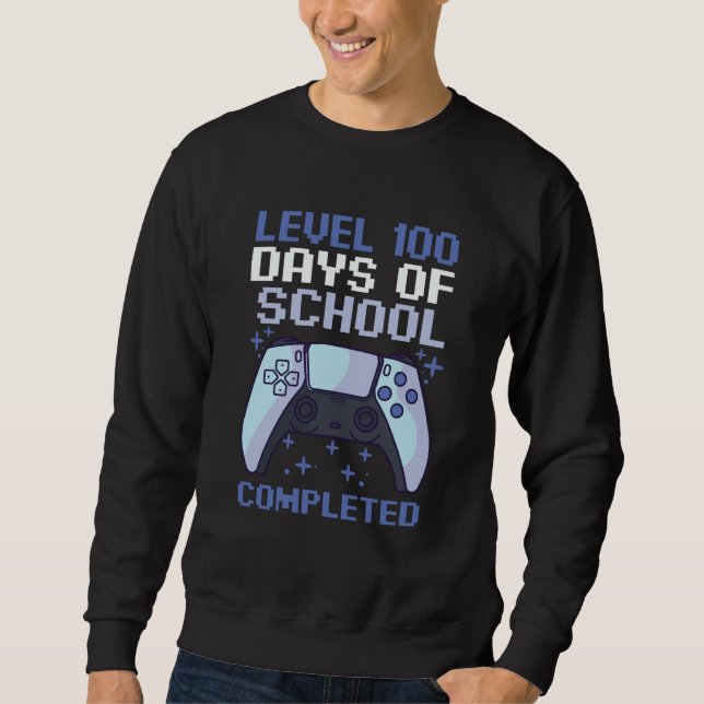 100 Days Of School For Boys Level Completed Gamer Sweatshirt (Front)