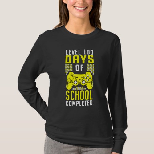 100 Days Of School for Boys Level Completed Gamer T_Shirt