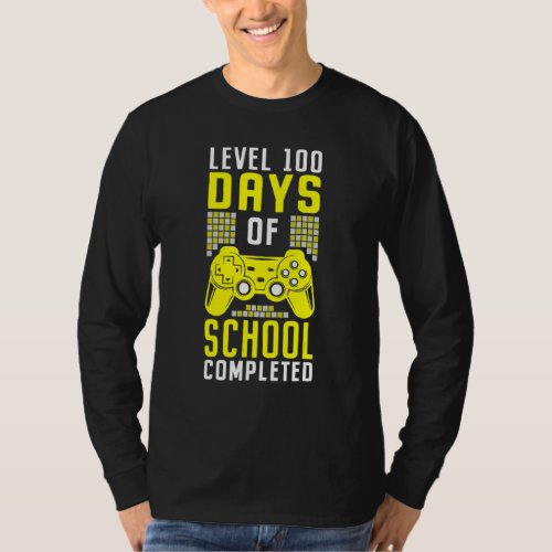 100 Days Of School for Boys Level Completed Gamer T_Shirt