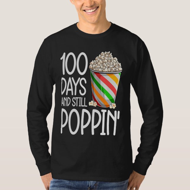 100 Days Of School  For Kids Boys Popcorn T-Shirt (Front)