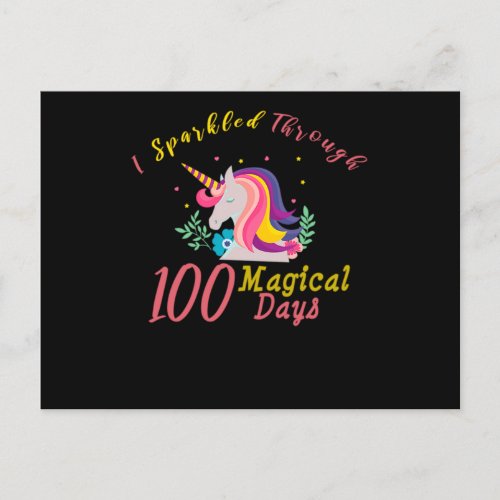 100 Days Of School For Kindergen Elementary Kids L Announcement Postcard