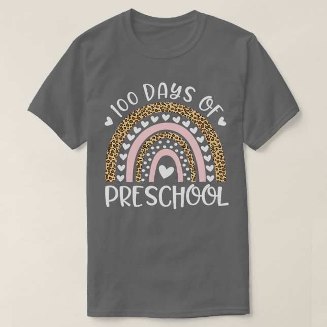 100 Days of School For Preschool Teacher Rainbow L T-Shirt (Design Front)
