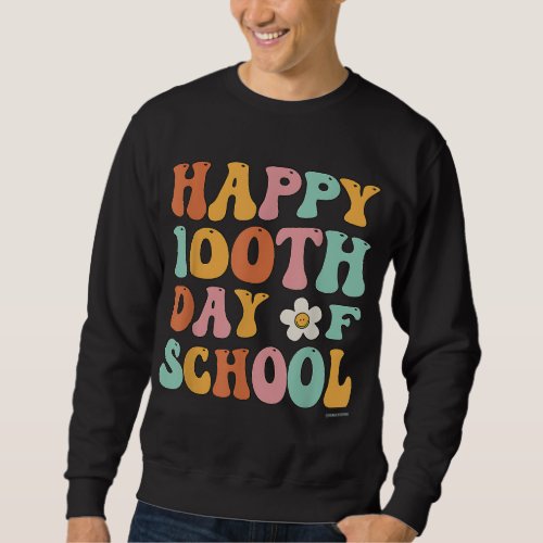 100 Days of School For Teacher Student Retro Vinta Sweatshirt