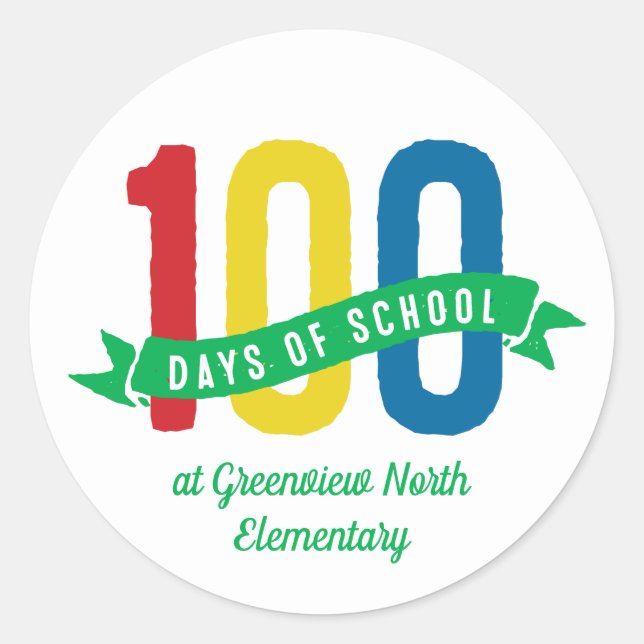 100 days of school fun colorful customized classic round sticker (Front)