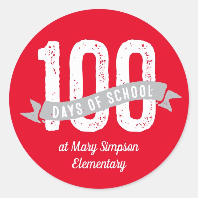 100 days of school fun customized classic round sticker (Front)