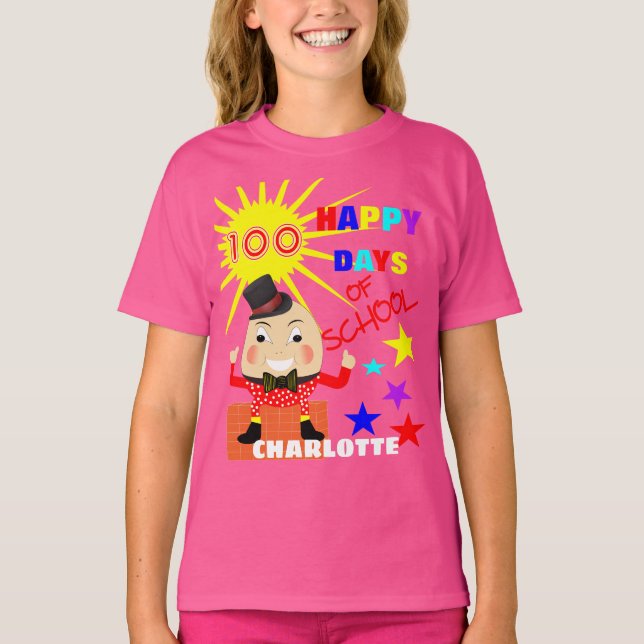 100 Days Of School Fun Humpty Dumpty Personalized T-Shirt (Front)