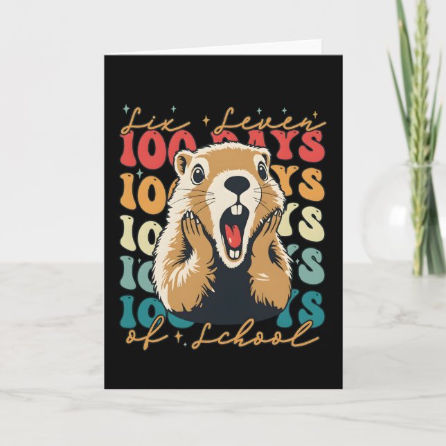 100 Days of School Funny Animal Day Milestone gift Card (Front)