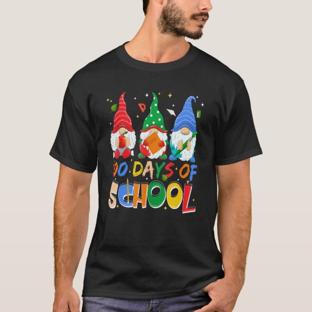 100 Days Of School Funny Gnome Virtual Learning Te T-Shirt (Front)
