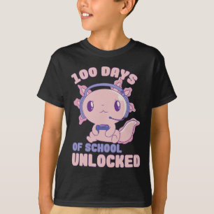 100 Days Of School Gamer Axolotl 100th Day Of Scho T-Shirt