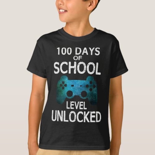 100 Days Of School Gamer Video Games Level Unlocke T_Shirt