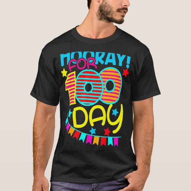 100 Days Of School Girl Boy Hooray For 100 Days Sc T-Shirt (Front)