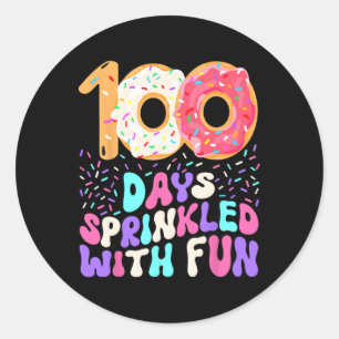 100 Days Of School Girl Cute Sprinkled Donut Happy Classic Round Sticker