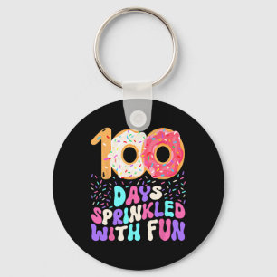 100 Days Of School Girl Cute Sprinkled Donut Happy Keychain