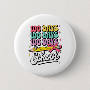 100 Days Of School Girls Coquette Bow 100th Day Button