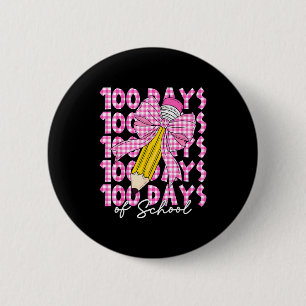 100 Days Of School Girls Coquette Bow 100th Day Of Button