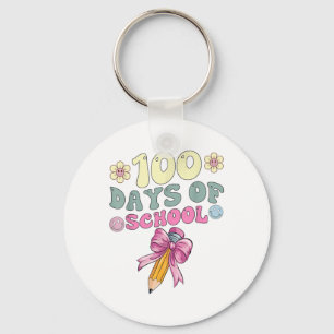 100 Days Of School Girls Coquette Bow 100th Days Keychain