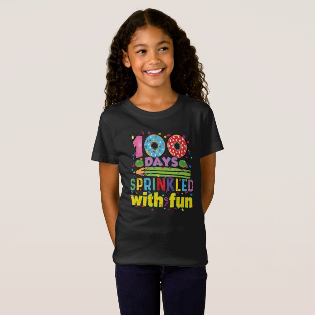 100 days of school girls kindergarten 100th day of T-Shirt (Front Full)