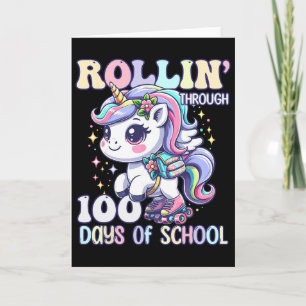 100 Days Of School Girls Teacher 100th Day Unicorn Card