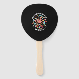 100 Days Of School Groove Flamingo Face Mask Hand Fan