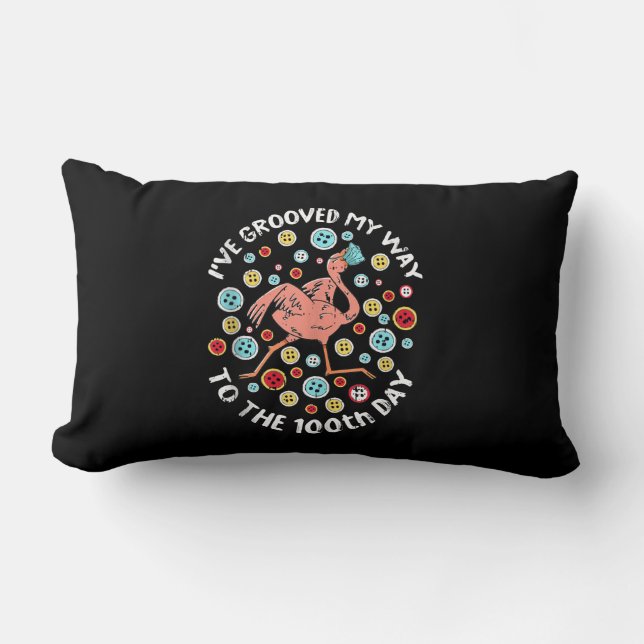 100 Days Of School Groove Flamingo Face Mask Lumbar Pillow (Front)