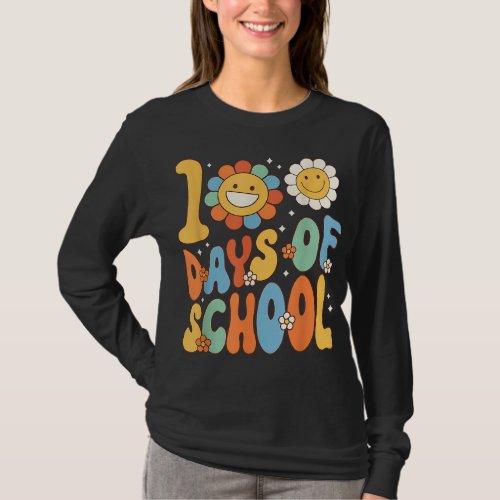 100 Days of School Groovy 100th Day of School Wome T_Shirt