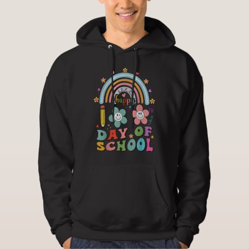100 Days Of school groovy 100th day Rainbow Teache Hoodie