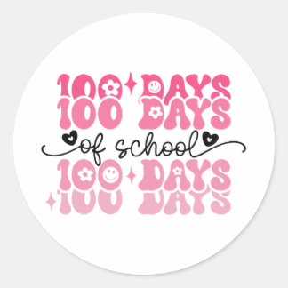 100 Days Of School Groovy 100th Day Teacher Girl K Classic Round Sticker